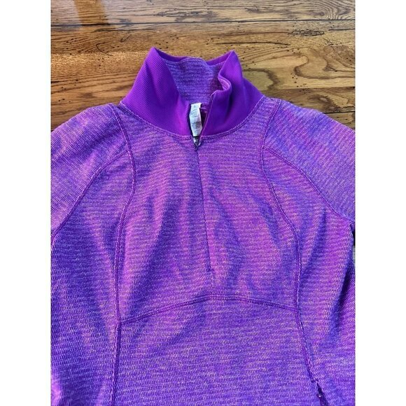 LULULEMON  RUNDERFUL HALF ZIP PULLOVER SZ 6 TENDER VIOLET MINI CHECK PIQUE Z13 - Picture 2 of 8